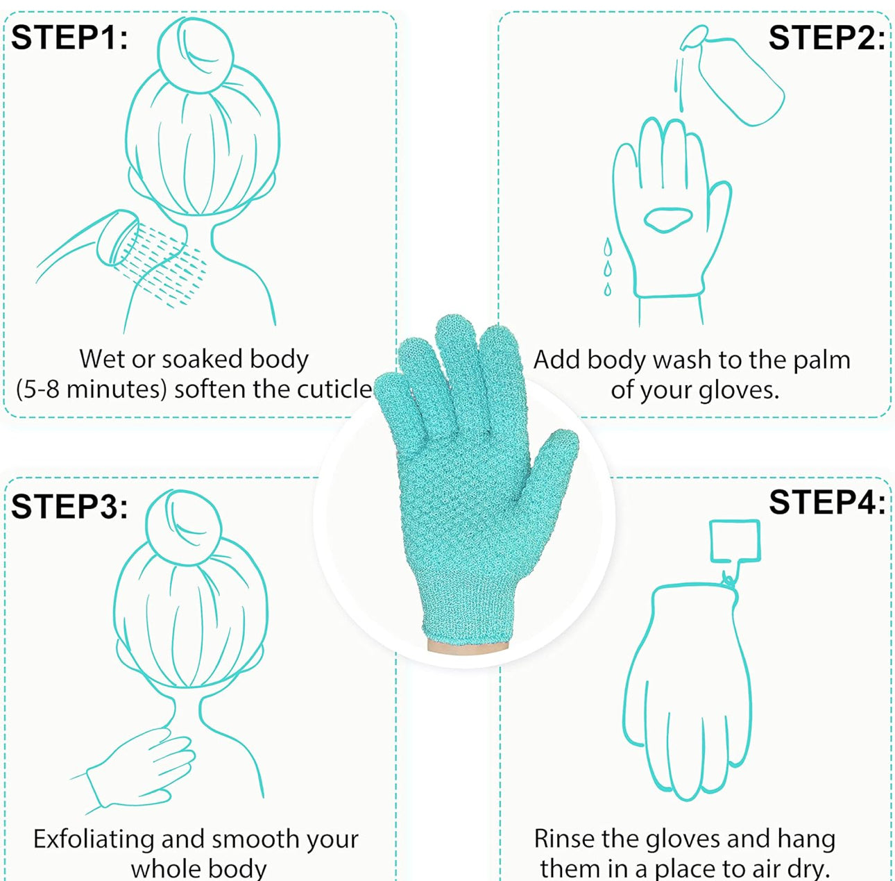 EXFOLIATING GLOVES For Glowing skin 1 Pairs